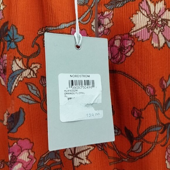 NEW Chelsea 28 XL Tiered Chiffon Fit & Flare Dress in Orange Floral - Picture 11 of 15